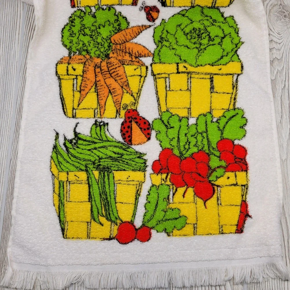 Lot 2 Screen Prints Sayco Kitchen Towel Vegetable Basket Fruit Jelly Jam MCM VTG